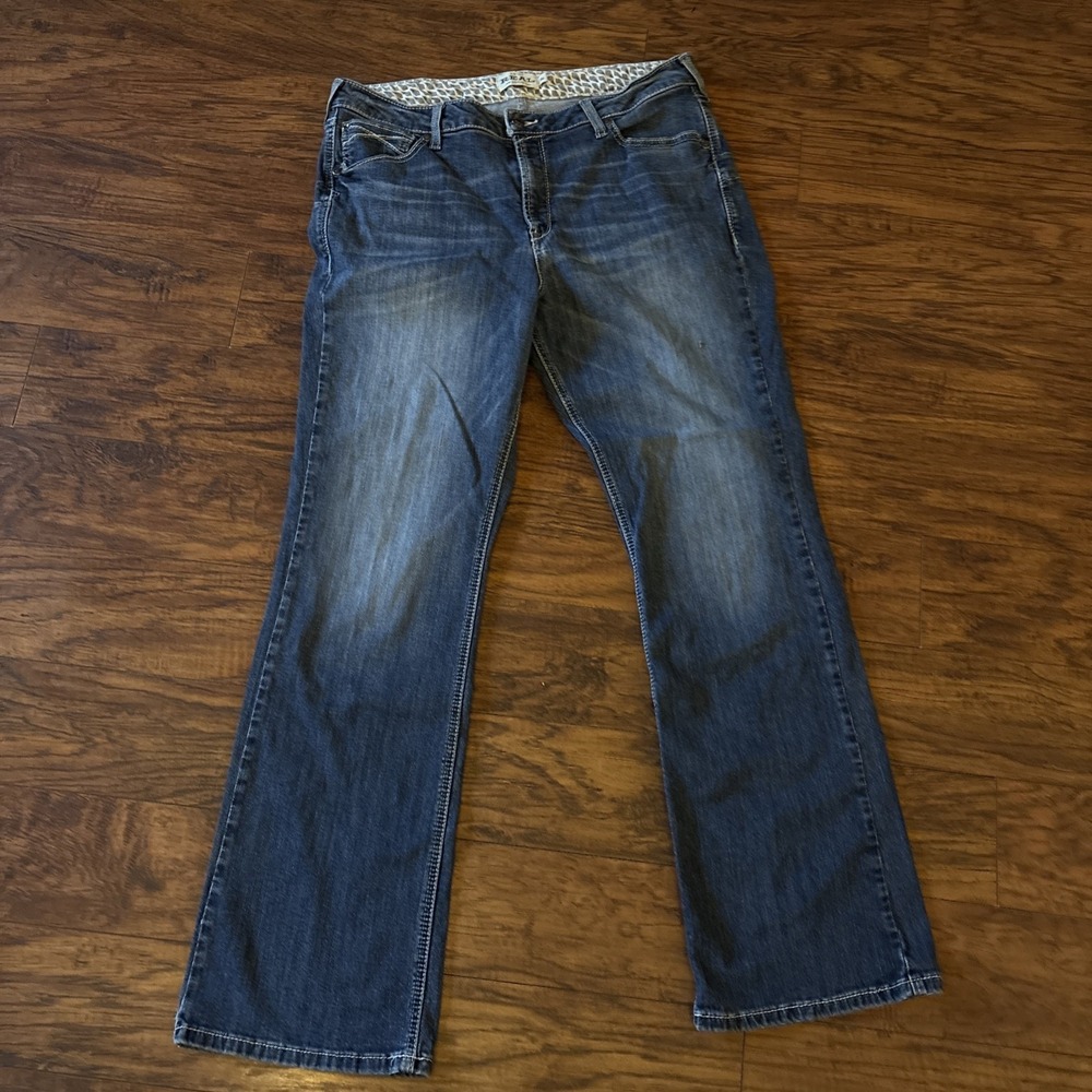 Ariat REAL Jeans Womens 32R Blue Medium Wash High Rise Boot Stretch Denim